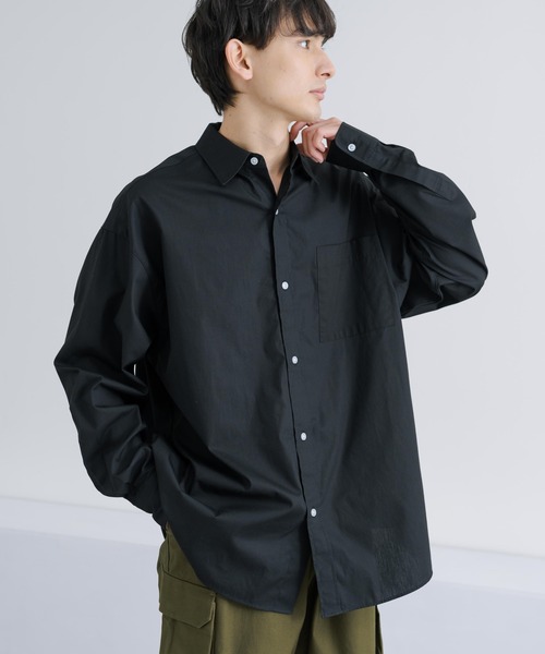 Rocky Monroe（ロッキーモンロー）の「オーバーサイズ コットンブロード レギュラーカラーシャツ（シャツ/ブラウス・メンズ・ブラック/サックスブルー/ホワイト×ブルー/ホワイト×ブラック/ホワイト×ネイビー/ホワイト・M/L）」の14枚目の写真