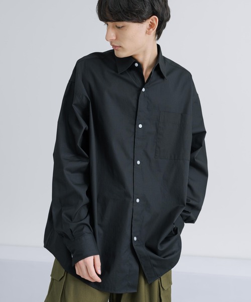 Rocky Monroe（ロッキーモンロー）の「オーバーサイズ コットンブロード レギュラーカラーシャツ（シャツ/ブラウス・メンズ・ブラック/サックスブルー/ホワイト×ブルー/ホワイト×ブラック/ホワイト×ネイビー/ホワイト・M/L）」の15枚目の写真