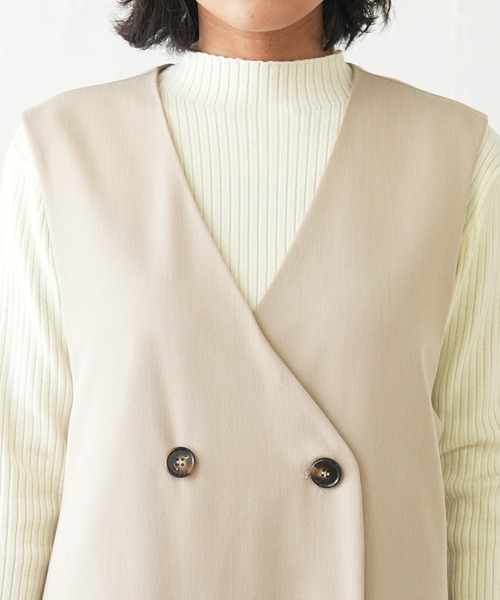 OUVRAGE CLASSE（ウヴラージュクラス）の「ダブルボタンロングジレ（その他アウター・レディース・ベージュ/ブラック・FREE）」の11枚目の写真