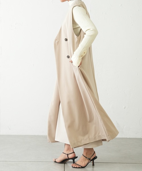 OUVRAGE CLASSE（ウヴラージュクラス）の「ダブルボタンロングジレ（その他アウター・レディース・ベージュ/ブラック・FREE）」の9枚目の写真