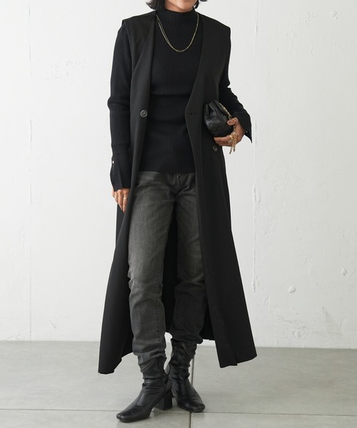 OUVRAGE CLASSE（ウヴラージュクラス）の「ダブルボタンロングジレ（その他アウター・レディース・ベージュ/ブラック・FREE）」の5枚目の写真