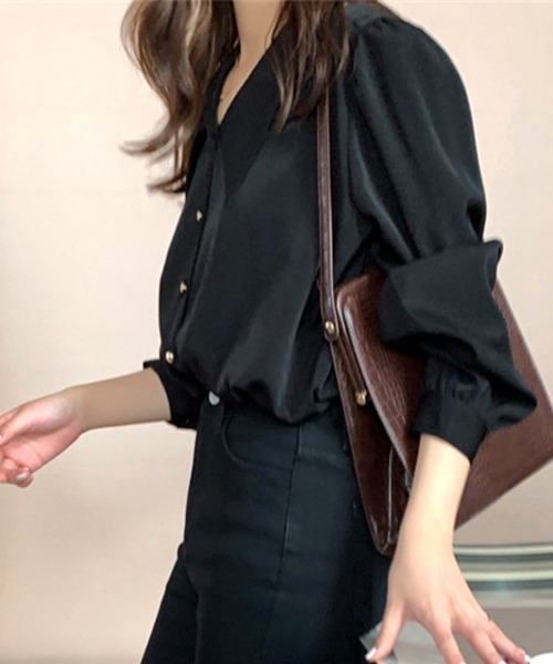Amulet（アミュレット）の「ビックカラーシャツブラウス（シャツ/ブラウス・レディース・ブラック/ホワイト・M/L/XL）」の8枚目の写真