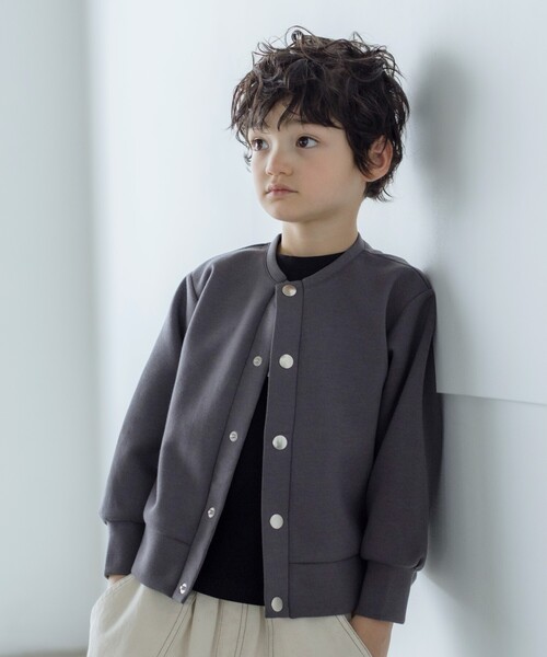 THE SHOP TK （ザ ショップ ティーケー ）の「◆【110-150】ダンボールスナップカーディガン（カーディガン/ボレロ・キッズ・ブルー/グレー系その他/アイボリー・14/13/15 /12/11）」の2枚目の写真