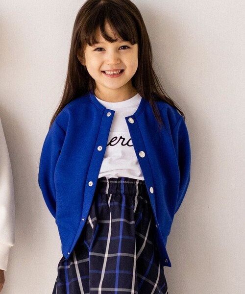 THE SHOP TK （ザ ショップ ティーケー ）の「◆【110-150】ダンボールスナップカーディガン（カーディガン/ボレロ・キッズ・ブルー/グレー系その他/アイボリー・14/13/15 /12/11）」の3枚目の写真