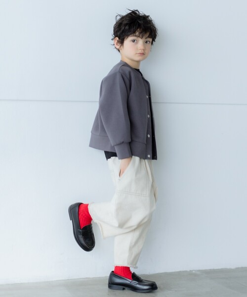 THE SHOP TK （ザ ショップ ティーケー ）の「◆【110-150】ダンボールスナップカーディガン（カーディガン/ボレロ・キッズ・ブルー/グレー系その他/アイボリー・14/13/15 /12/11）」の5枚目の写真