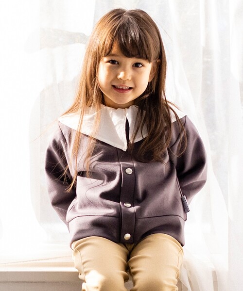 THE SHOP TK （ザ ショップ ティーケー ）の「◆【110-150】ダンボールスナップカーディガン（カーディガン/ボレロ・キッズ・ブルー/グレー系その他/アイボリー・14/13/15 /12/11）」の6枚目の写真