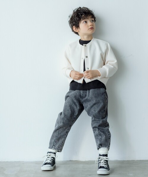 THE SHOP TK （ザ ショップ ティーケー ）の「◆【110-150】ダンボールスナップカーディガン（カーディガン/ボレロ・キッズ・ブルー/グレー系その他/アイボリー・14/13/15 /12/11）」の9枚目の写真