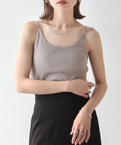 Chillfar（チルファー）の「パット付きキャミソール（キャミソール・レディース・グレイッシュベージュ/アイボリー/ブラック/レモンイエロー/オレンジ・FREE）」の4枚目の写真