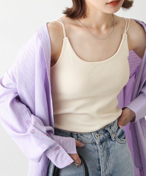 Chillfar（チルファー）の「パット付きキャミソール（キャミソール・レディース・グレイッシュベージュ/アイボリー/ブラック/レモンイエロー/オレンジ・FREE）」の2枚目の写真