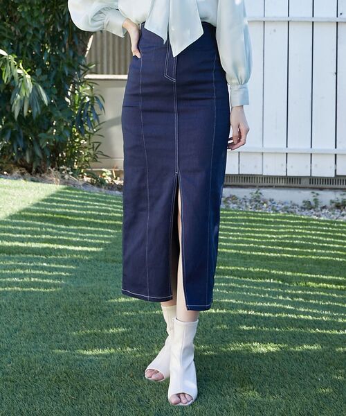 MAJESTIC LEGON（マジェスティックレゴン）の「ストレッチタイトスカート（スカート・レディース・ネイビー/ベージュ/アイボリー・SMALL/MEDIUM）」の9枚目の写真