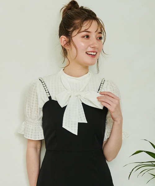 NOELA(ノエラ)の「シアーチェックブラウス(シャツ/ブラウス・レディース・ブラック/サックスブルー/オフホワイト・フリー)」の9枚目の写真
