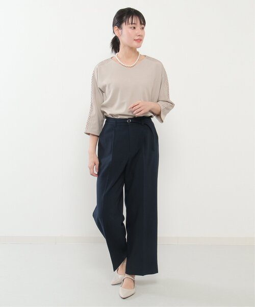 IKKA LOUNGE（イッカラウンジ）の「【セットアップ対応】リネンライクセミワイドパンツ（その他パンツ・レディース・ライトグレー/ネイビー・L/S/M）」の5枚目の写真
