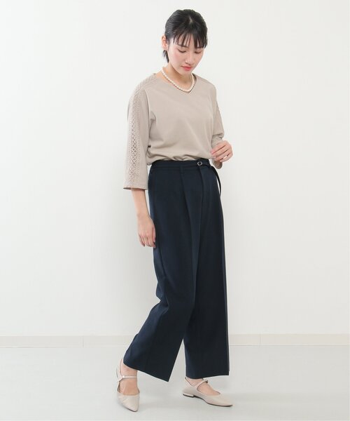 IKKA LOUNGE（イッカラウンジ）の「【セットアップ対応】リネンライクセミワイドパンツ（その他パンツ・レディース・ライトグレー/ネイビー・L/S/M）」の13枚目の写真