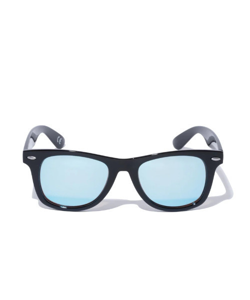 NEW ERA（ニューエラ）の「NEW ERA/ニューエラ サングラス ウェリントンスク シャイニーブラックフレーム ブルーミラーレンズ 13517749（サングラス・メンズ・ブラック×ブルー・FREE）」の3枚目の写真