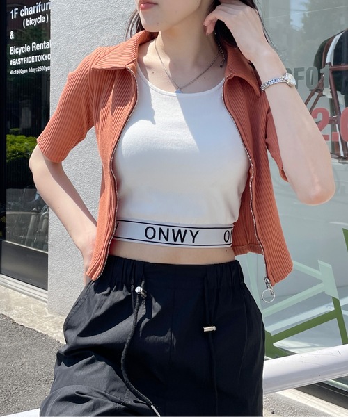 one way(ワンウェイ)の「Wファスナーテレコトップス(Tシャツ/カットソー・レディース・ブルー/グリーン/ブラック/ホワイト/ライトグリーン/オレンジ・FREE)」の6枚目の写真