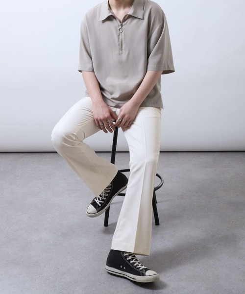 ZIP FIVE(ジップファイブ)の「【ZIP FIVE】センタープレスフレアパンツ/ブーツカットフレアカラースラックス(スラックス・メンズ・チャコール/ネイビー/オフホワイト/グリーン/ベージュ/ブラック/グレイッシュブルー/グレイッシュベージュ・MEDIUM/X-LARGE/LARGE)」の13枚目の写真