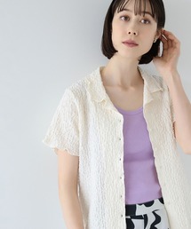 Ray BEAMS | Ray BEAMS / シャーリング オープンカラー シャツ(シャツ/ブラウス)