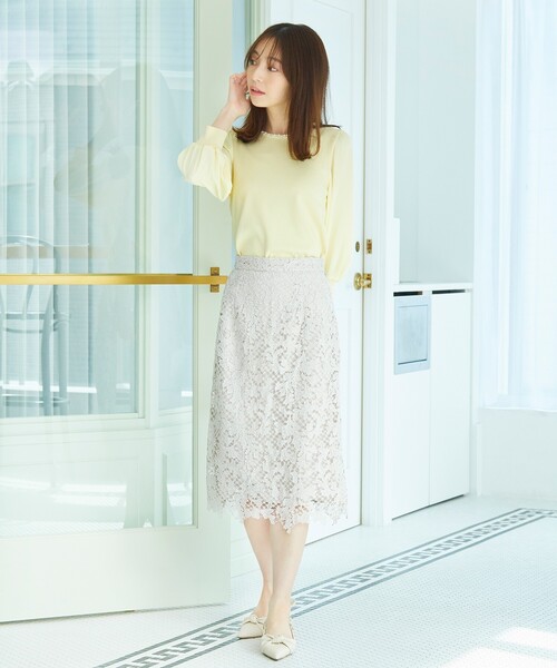 index（インデックス）の「◆ドッキングスリーブ ビジューネックニット（ニット/セーター・レディース・イエロー系その他/ホワイト系/ライトブルー/ライトグレー/ネイビー・36/38/42/40）」の20枚目の写真