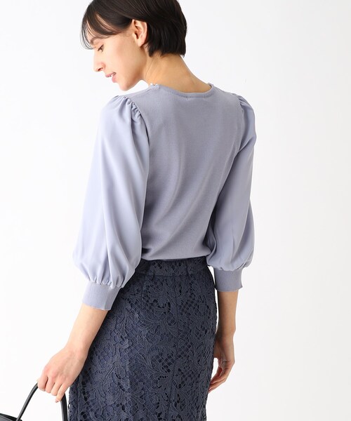 index（インデックス）の「◆ドッキングスリーブ ビジューネックニット（ニット/セーター・レディース・イエロー系その他/ホワイト系/ライトブルー/ライトグレー/ネイビー・36/38/42/40）」の7枚目の写真