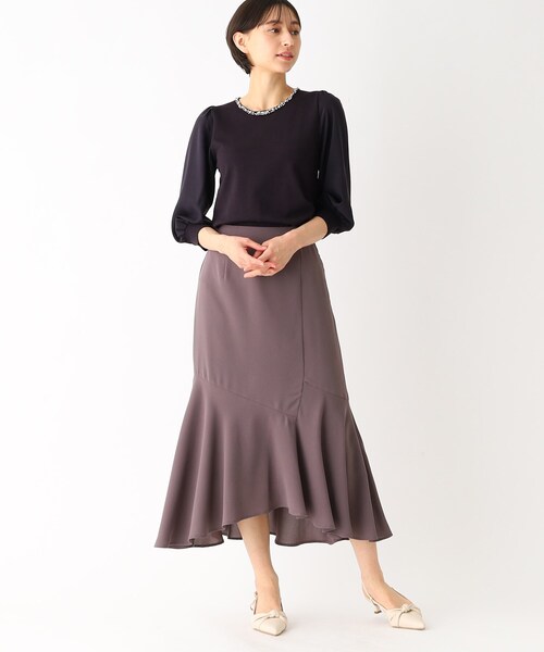 index（インデックス）の「◆ドッキングスリーブ ビジューネックニット（ニット/セーター・レディース・イエロー系その他/ホワイト系/ライトブルー/ライトグレー/ネイビー・36/38/42/40）」の8枚目の写真