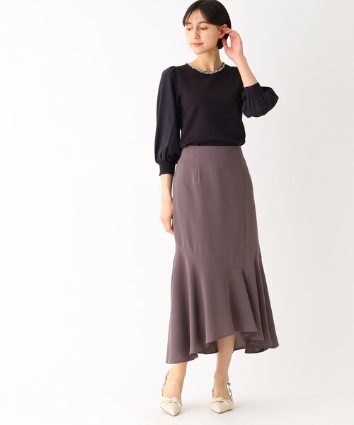 index（インデックス）の「◆ドッキングスリーブ ビジューネックニット（ニット/セーター・レディース・イエロー系その他/ホワイト系/ライトブルー/ライトグレー/ネイビー・36/38/42/40）」の9枚目の写真