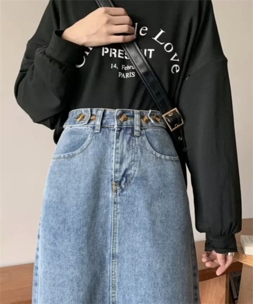 Dream garden（ドリームガーデン）の「バックスリットデニムスカート（デニムスカート・レディース・ブルー・L/3XL/S/2XL/XL/M/4XL/5XL）」の4枚目の写真