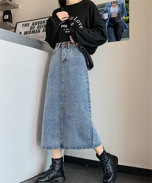 Dream garden（ドリームガーデン）の「バックスリットデニムスカート（デニムスカート・レディース・ブルー・L/3XL/S/2XL/XL/M/4XL/5XL）」の7枚目の写真