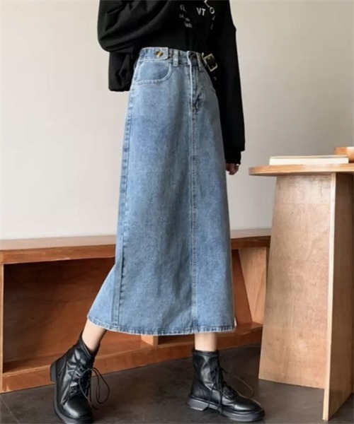 Dream garden（ドリームガーデン）の「バックスリットデニムスカート（デニムスカート・レディース・ブルー・L/3XL/S/2XL/XL/M/4XL/5XL）」の5枚目の写真