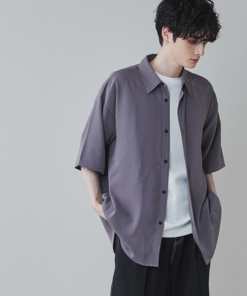 LUCY（ルーシー）の「LUCY/【セットアップ対応】トロミ BIGシャツ（シャツ/ブラウス・メンズ・ブラック/ダークグレー/ブルー系その他/パープル/ダークブラウン・MEDIUM/LARGE）」の5枚目の写真