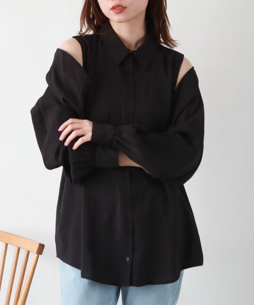 archives（アルシーヴ）の「マルチＷＡＹ袖取外しシャツ（シャツ/ブラウス・レディース・オフホワイト/ブラック/ラベンダー/ミント・MEDIUM）」の3枚目の写真