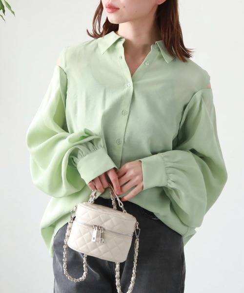 archives（アルシーヴ）の「マルチＷＡＹ袖取外しシャツ（シャツ/ブラウス・レディース・オフホワイト/ブラック/ラベンダー/ミント・MEDIUM）」の6枚目の写真