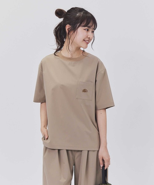 CAMP7(キャンプセブン)の「【CAMP7】ロゴ刺繍Tシャツ / UVカット(Tシャツ/カットソー・レディース・カーキブラウン/グレー/ブラック・M/L)」の2枚目の写真