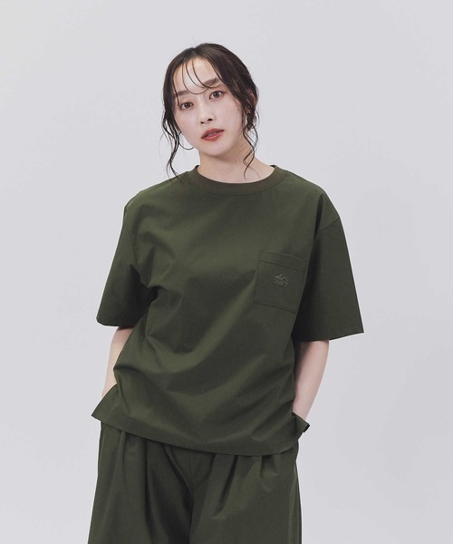CAMP7(キャンプセブン)の「【CAMP7】ロゴ刺繍Tシャツ / UVカット(Tシャツ/カットソー・レディース・カーキブラウン/グレー/ブラック・M/L)」の3枚目の写真