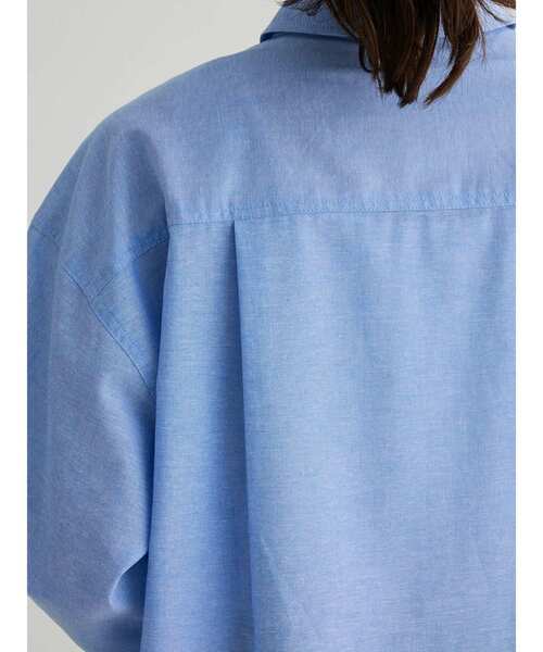 Green　Parks（グリーンパークス）の「麻混オーバーサイズシャツチュニック（チュニック・レディース・グリーン系その他3/ピンク系その他/オフホワイト/サックスブルー・FREE）」の17枚目の写真