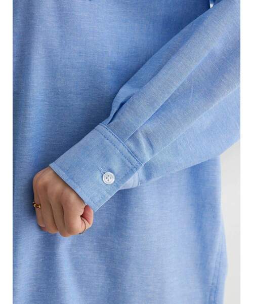 Green　Parks（グリーンパークス）の「麻混オーバーサイズシャツチュニック（チュニック・レディース・グリーン系その他3/ピンク系その他/オフホワイト/サックスブルー・FREE）」の21枚目の写真