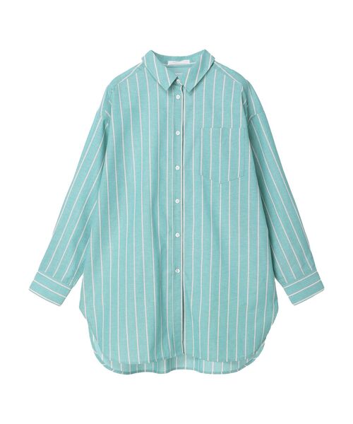 Green　Parks（グリーンパークス）の「麻混オーバーサイズシャツチュニック（チュニック・レディース・グリーン系その他3/ピンク系その他/オフホワイト/サックスブルー・FREE）」の19枚目の写真