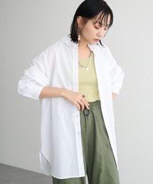 麻混オーバーサイズシャツチュニック