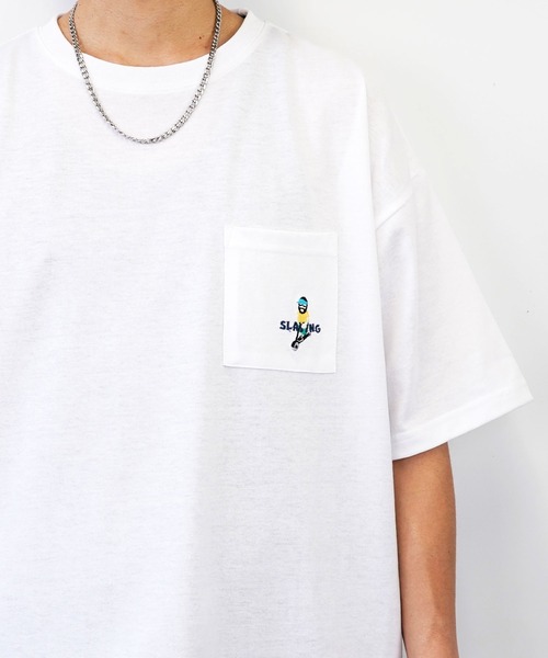 FUNALIVE（ファンアライブ）の「bearded man 刺繍Tシャツ（Tシャツ/カットソー・メンズ・B/ホワイト/グリーン/ピンク/ライトブラック/その他2/その他3/A/C/その他4/その他1/D/モカ/サックスブルー/ブラック/ホワイト系・LL/L/M）」の2枚目の写真