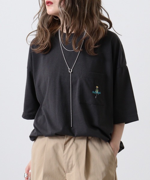 FUNALIVE（ファンアライブ）の「bearded man 刺繍Tシャツ（Tシャツ/カットソー・メンズ・B/ホワイト/グリーン/ピンク/ライトブラック/その他2/その他3/A/C/その他4/その他1/D/モカ/サックスブルー/ブラック/ホワイト系・LL/L/M）」の4枚目の写真