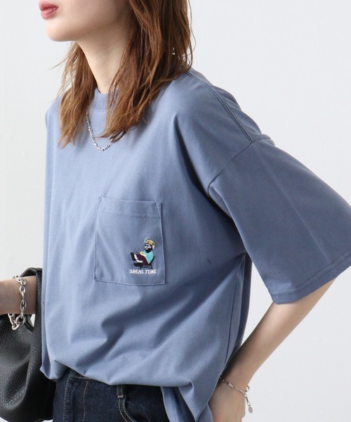 FUNALIVE（ファンアライブ）の「bearded man 刺繍Tシャツ（Tシャツ/カットソー・メンズ・B/ホワイト/グリーン/ピンク/ライトブラック/その他2/その他3/A/C/その他4/その他1/D/モカ/サックスブルー/ブラック/ホワイト系・LL/L/M）」の7枚目の写真