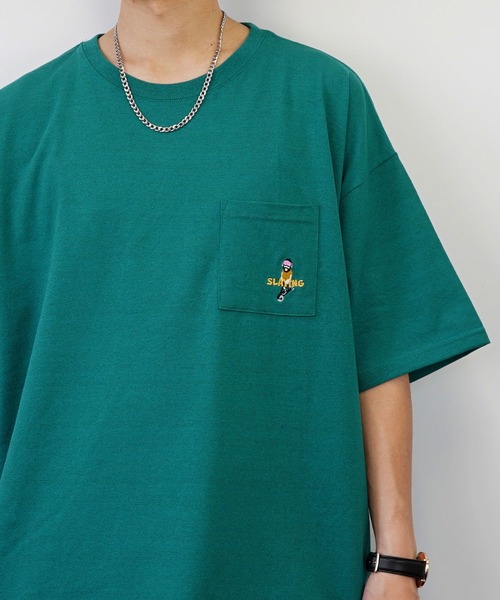 FUNALIVE（ファンアライブ）の「bearded man 刺繍Tシャツ（Tシャツ/カットソー・メンズ・B/ホワイト/グリーン/ピンク/ライトブラック/その他2/その他3/A/C/その他4/その他1/D/モカ/サックスブルー/ブラック/ホワイト系・LL/L/M）」の6枚目の写真