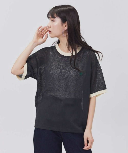 BEVERLY HILLS POLO CLUB(ビバリーヒルズポロクラブ)の「【BEVERLY HILLS POLO CLUB】リンガーシアーニット(Tシャツ/カットソー・レディース・グリーン/オレンジ/ダークグレー・L/M)」の2枚目の写真