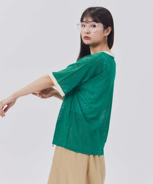 BEVERLY HILLS POLO CLUB(ビバリーヒルズポロクラブ)の「【BEVERLY HILLS POLO CLUB】リンガーシアーニット(Tシャツ/カットソー・レディース・グリーン/オレンジ/ダークグレー・L/M)」の8枚目の写真