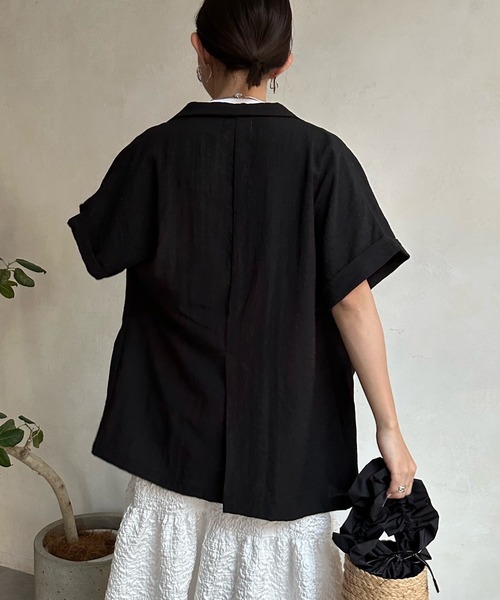 DouDou（ドゥドゥ）の「【WEB限定】ショートスリーブジャケット（テーラードジャケット・レディース・アイボリー/ブラック・FREE）」の18枚目の写真