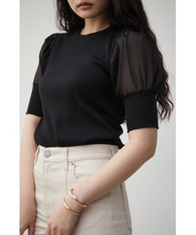 AZUL by moussy | SHEER SLEEVE PUFF TOPS/シアースリーブパフトップス(Tシャツ/カットソー)