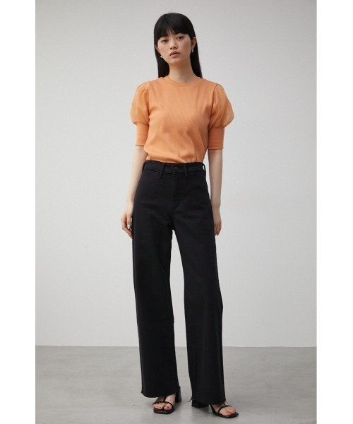 AZUL by moussy（アズールバイマウジー）の「SHEER SLEEVE PUFF TOPS/シアースリーブパフトップス（Tシャツ/カットソー・レディース・アイボリー/ブラック/オレンジ・SMALL/MEDIUM）」の9枚目の写真