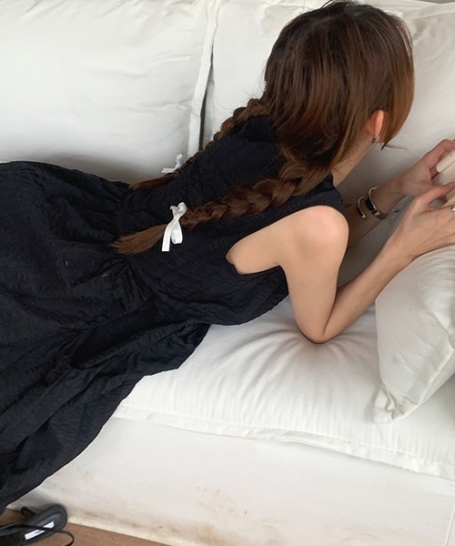 FREE STYLISTS(フリー スタイリスト)の「YUGA_YGMC ワッフル地 ノースリーブワンピース(ワンピース・レディース・ホワイト/ブラック・FREE)」の16枚目の写真