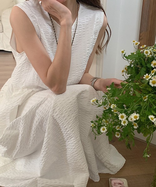FREE STYLISTS(フリー スタイリスト)の「YUGA_YGMC ワッフル地 ノースリーブワンピース(ワンピース・レディース・ホワイト/ブラック・FREE)」の7枚目の写真