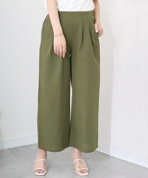 libelle more（リベル モア）の「《洗える》リネンタッチ　美シルエットパンツ（スラックス・レディース・カーキ/グレイッシュベージュ/ブラック・M/L）」の3枚目の写真