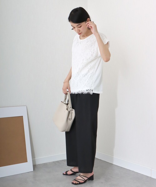 libelle more（リベル モア）の「《洗える》リネンタッチ　美シルエットパンツ（スラックス・レディース・カーキ/グレイッシュベージュ/ブラック・M/L）」の6枚目の写真